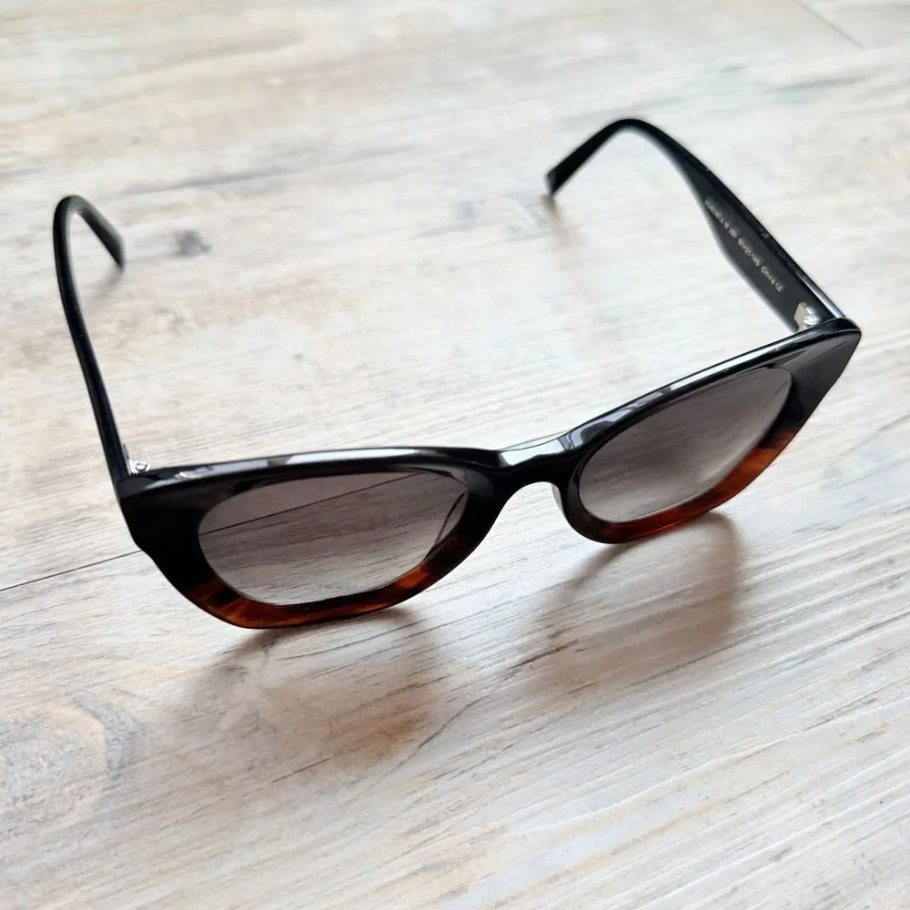 Warby Parker Augusta W 261 Oversized Cat Eye Sunglasses Black Brown Ombre